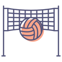 Transparent image of a volleyball ball and net
